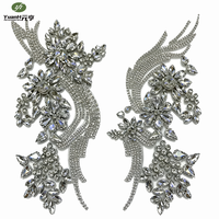 Appliques florales faites à la main de haute qualité, patchs thermocollants avec strass pour accessoires vestimentaires DIY
