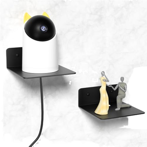 Étagères murales en métal blanc robustes <span class=keywords><strong>sans</strong></span> perçage avec trous pour câbles pour salon, chambre et salle de bain - Product Image 1