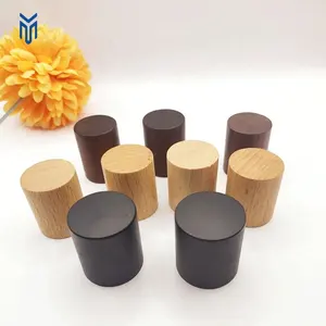 Wholesale Round Perfume Glass Bottle Wood Cap Different Style Wooden Perfume Cap Fea15
