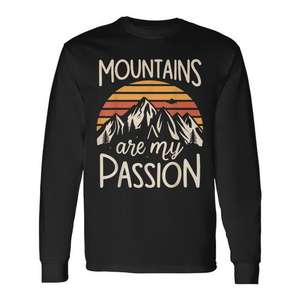 Camiseta de manga larga Mountains Are My Passion para amantes de la aventura alpinista - Product Image 1