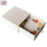 ROGOOD Boîte à bijoux en papier texturé beige de qualité supérieure avec insert beige assorti pour collier, boucles d'oreilles, bague, bracelet P2223