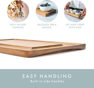 Tabla de quesos de madera de acacia con asas laterales y bandeja para servir en la cocina con <span class=keywords><strong>canal</strong></span> de galletas de frutos secos esencial para el entretenimiento - Product Image 3