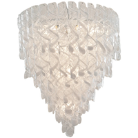 Lustre Torciglione moderne en fer et verre soufflé à la main, blanc et translucide, avec LED à intensité variable pour mariages et cuisines