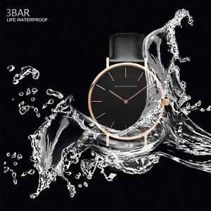 Reloj de cuarzo minimalista para hombre con esfera grande, caja en tono oro rosa, correa de cuero marrón, resistente al agua, informal, a la moda - Product Image 4