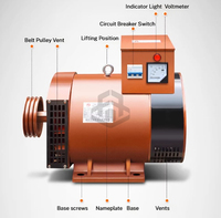 Dynamo en cuivre monophasé 220V 12KW avec régulateur de tension, générateur de type poulie à courroie triphasé 380V 20KW