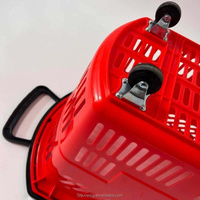 Panier de courses de taille standard en PP, capacité 20L, durable, écologique, avec 2 poignées et 4 roues, pour magasin de détail, supermarché