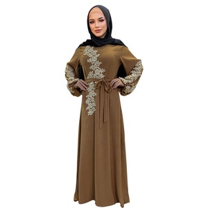 Vestido de pana cálido de otoño-invierno 2026 con cuello sólido, mangas acampanadas, corte en A, estilo paraguas, talla grande, ropa islámica para mujer - Product Image 3
