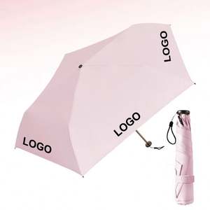 Japanese Ultra Light 190T Nylon Fabric Pongee Three <b>Fold</b> Umbrella Custom Logo Pencil Umbrella Anti Ultraviolet Sun Umbrella - Product Image 1