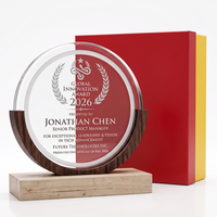 Trophée de champion en bois massif personnalisé avec logo imprimé UV, design innovant, artisanat raffiné, plaque
