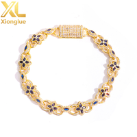 Brazalete de Aleación de Cobre con Trébol de Cuatro Hojas, Estilo Europeo Americano, con Incrustaciones de Diamantes, Tendencia Hip-Hop, Unisex