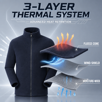 Veste thermique en polaire à col montant épais avec logo brodé personnalisé, pour homme, femme, unisexe, hiver, chaude, fermeture éclair, veste en polaire pour homme