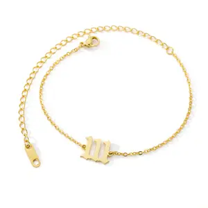 stainless steel angel number charm foot ankle bracelet chain anklet China Supplier wholesaler small business support