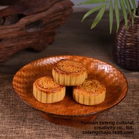 Plateau à fruits en bambou tressé fait main, style japonais, pour fruits secs et collations, avec pieds hauts, dessous de verre rond, Yunnan
