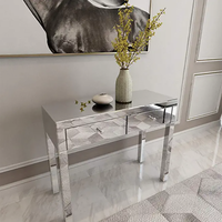 Table console à 2 tiroirs avec miroir, argentée, pour entrée, coiffeuse, maquillage, chambre à coucher, hôtel, villa, occasionnelle, côté canapé, entrée