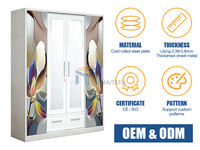 Armoire en acier à 5 portes coulissantes avec un design minimaliste moderne, multifonctionnelle, résistante à l'humidité, meubles de rangement pour chambre à coucher
