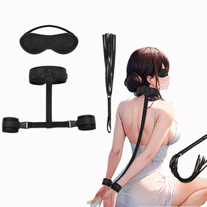 Offre Spéciale jouets sexuels pour adultes en cuir SM Bondage retenue esclave <span class=keywords><strong>bande</strong></span> reliure menottes revers cou et bandeau érotique - Product Image 1