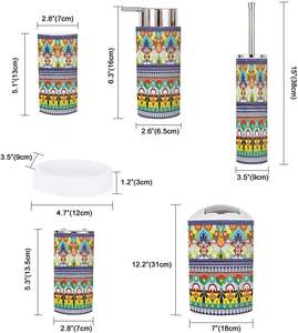 Juego de accesorios de baño Colección de patrones de cerámica de <span class=keywords><strong>Talavera</strong></span> mexicana de 6 piezas para decoración bohemia de encimera - Product Image 3