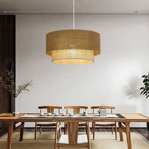 Lustre rond en rotin tressé de style japonais Jifeng, avec douille E27, pour restaurant, salon de thé, hôtel, salon. - Product Image 5