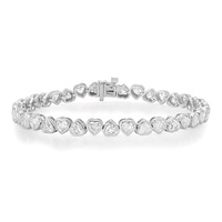 Bracelet chaîne tennis Gemnel délicat en argent 925 plaqué or avec cœur en nacre pavé