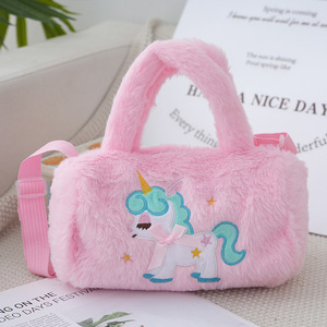 Bolsa de Hombro Cuadrada de Felpa con Diseño de Unicornio de Dibujos Animados para Niños, con Cadena, para Uso Unisex en Invierno - Product Image 2