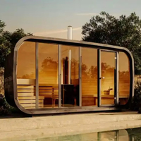 Sauna Listrik Modern Kelas Atas dari Kayu Cedar Merah Solid dengan Kaca Panoramic, Tungku Uap, Ruang Istirahat, Kapasitas 2 Orang, Manfaat Kesehatan