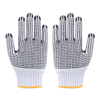 Gants en coton à points en PVC blancs sans couture, simple face