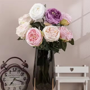 ยางเทียมเนื้อสัมผัสแท้ขนาดใหญ่เส้นเดียวเทียมสีขาวชมพูเดวิดดอกกุหลาบออสตินสำหรับตกแต่งงานแต่งงาน - Product Image 6