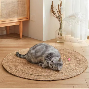 Tapis de paille rond en jacinthe d'eau 100% fait à la main Style bohème tapis Boho pour salon décor à la maison - Product Image 4