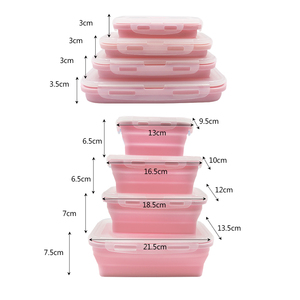 4 cái/bộ Xách Tay Bát Thiết Kế Mới Ráp Hình Chữ Nhật Silicone Hộp Ăn Trưa <span class=keywords><strong>Container</strong></span> Lưu Trữ Thực Phẩm Cho Nhà Bếp - Product Image 4