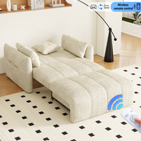 Canapé-Lit d'Angle Électrique Intelligent en Tissu, Relax Inclinable Moderne et Doux, Pliable et Convertible, avec Structure en Bois Massif, pour Hôtel