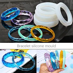 Putaran Silikon Cetakan Pengecoran Cetakan DIY Gelang Perhiasan Alat Kit untuk Gelang Resin Kristal Epoksi Wajah Tipis Wajah Lebar Belah Ketupat