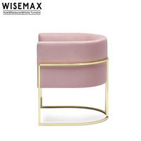 WISEMAX FURNITURE Salon moderne de loisir Canapé en velours à siège unique Chaise longue en tissu rose avec cadre en acier inoxydable doré