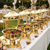 Plats de buffet de luxe en acier inoxydable raffiné de 9 L pour la restauration, chauffe-plats pour événements de restaurant