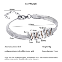 Dropshipping bracelet coulissant avec lettre personnalisée gravée pour homme en acier inoxydable