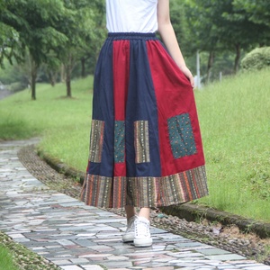 Womens Long Patchwork <strong>Skirts</strong> Thailand Clothes Ethnic Boho Pants Cotton Linen Hippie <strong>Gypsy</strong> Clothing Bohemian <strong>Skirt</strong> - Product Image 2
