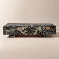 Table basse rectangulaire Cammy Stone Cosmic Gold Marble Low Plinth pour salon, mobilier multifonctionnel de luxe pour la maison