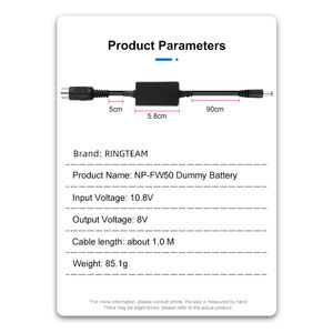 Interface d'alimentation de la lampe Flash mâle vers un câble cc de 5.5x2.5mm + coupleur cc AC-PW20 FW50 pour <span class=keywords><strong>Sony</strong></span> <span class=keywords><strong>Alpha</strong></span> 7 a7 a7II <span class=keywords><strong>a7R</strong></span> A3000 A5000 ZV-E10 - Product Image 6
