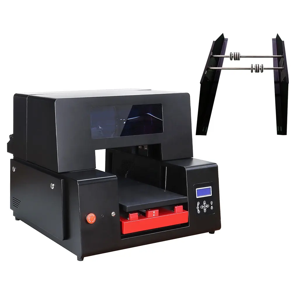 Refinecolor-impresora de botellas UV con accesorio rotativo, tamaño A3, cilindro de inyección de tinta, UV, cama plana, vaso, máquina de impresión de fábrica