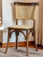 Chaise de salle à manger en rotin rétro, minimaliste, en bois massif, avec corde tressée à la main, idéale pour les salles à manger à domicile et les hôtels