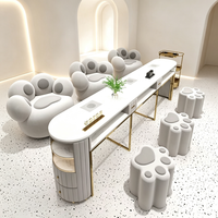 Table de manucure de luxe en marbre doré avec aspirateur à poussière intégré, poste de travail pour salon de manucure, équipement professionnel