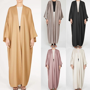 Ropa Turca al por Mayor, Abaya Maxi Abierta, Abaya Islámica Abierta por Delante, Ropa Islámica, Vestido Maxi <span class=keywords><strong>de</strong></span> Color Sólido - Product Image 1