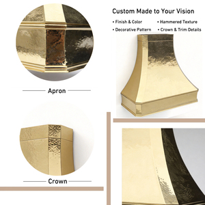 Custom Brass Shape Vented Range Hood With 1200 CFM Wall Mounted Luxury Kitchen Hood Custom Brass Range Hood Shape Brass Ran - Product Image 6