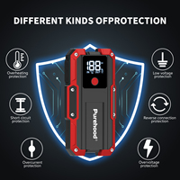 Démarreur de secours Purehood Q2 27000mAh rouge avec pinces intelligentes pour moteurs essence 3.5L et diesel 2.5L, Type-C, crête 2000A/4000A