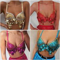 Danse Du Ventre arabe Paillettes Haut de Soutien-Gorge Festival Discothèque Sexy Fantaisie Soutien-Gorge Top Costume
