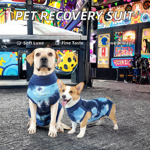 Abrigo de algodón con tinte de corbata antilamiendo de lujo para perros y gatos, traje de recuperación quirúrgica para perros, ropa de Cirugía de primavera y verano - Product Image 3