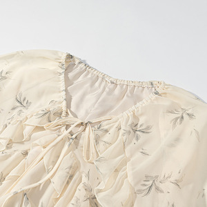 Abito Midi da Donna Personalizzato 2026 con Volant a Strati e Fiocco, Maniche Lunghe, Orlo a Balze Stile Vintage, OEM/ODM da Fabbrica di <span class=keywords><strong>Abbigliamento</strong></span> Cinese - Product Image 3