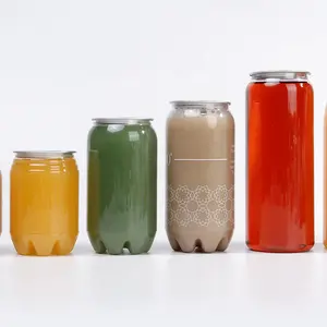 330ml Food Grade Plastic Transparent Pop Cans Pet Canning Jars WITH PULL LID RING SEALING SEAMER