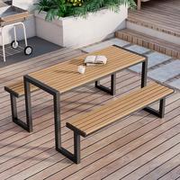 Tables et chaises de loisirs d'extérieur modernes, durables, anti-corrosion, en bois massif monobloc, avec structure en fer et coussin, garantie 1 an