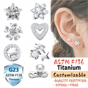 14G Cubic Zirconia Dermal Anchor Tops and <strong>Titanium</strong> Dainty Crystal Microdermals Body Piercings <strong>Studs</strong> Punk Personalized Jewelry - Product Image 1