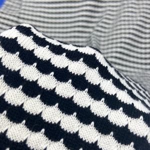 قشور السمك خيوط سوداء وبيضاء صبغ قطن بوليستر رايون مطاطي نسيج سويتر Hacci 280GSM - Product Image 2